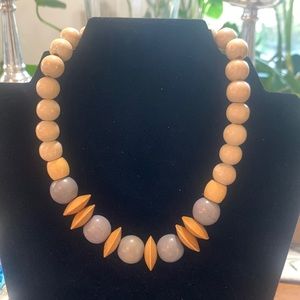 Wooden bead necklace multicolored wood
